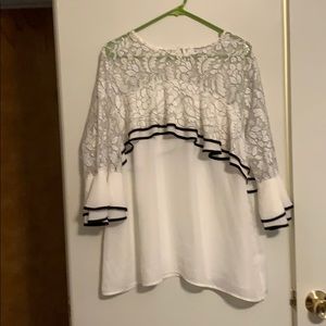 White Ruffle Lace Blouse